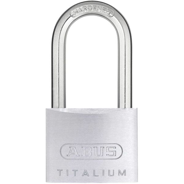 Abus Padlock, Keyed Different, Long Shackle, Square Aluminum Body, Steel Shackle, 7/8 in W - 64TI/40HB-40 KD