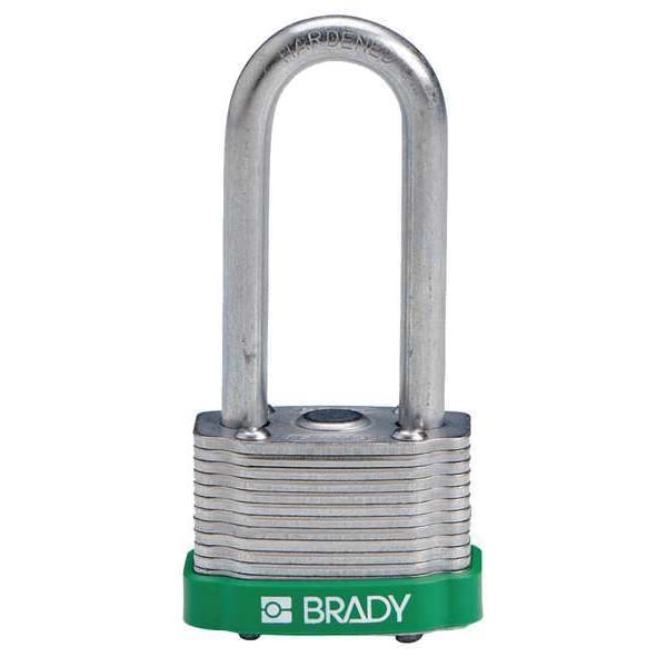 Brady Keyed Padlock, Extended, Rectangular Steel Body, Hardened Steel Shackle, 3/4 in W, 6 PK - 118976
