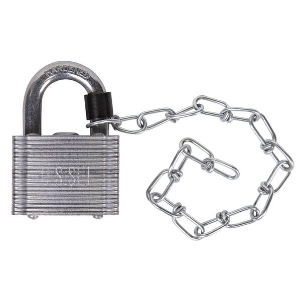 Abus Padlock, Keyed Different, Standard Shackle, Square Steel Body, Steel Shackle, 13/16 in W - 41USG/45 CHAIN