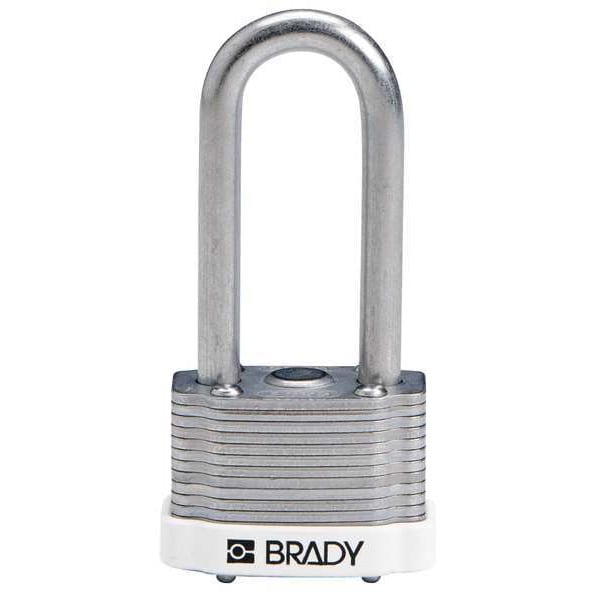 Brady Keyed Padlock, Extended, Rectangular Steel Body, Hardened Steel Shackle, 3/4 in W - 143146