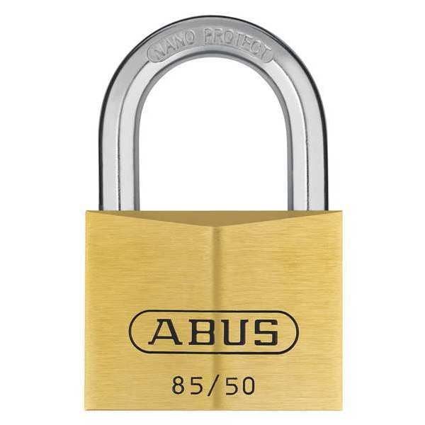 Abus Padlock, Master Keyed, Standard Shackle, Rectangular Brass Body, Steel Shackle, 1 3/16 in W - 85/50 MK KD