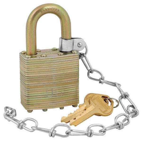 Master Lock Padlock, Keyed Different, Standard Shackle, Rectangular Steel Body, Steel Shackle - 6001NLFCNUS
