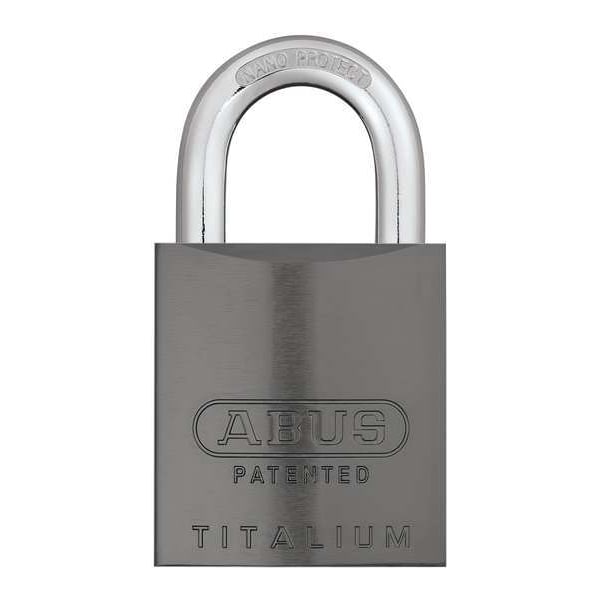 Abus Padlock, Coreless, Long Shackle, Rectangular Aluminum Body, Steel Shackle, 1 in W - 83AL-IC/40 TITANIUM