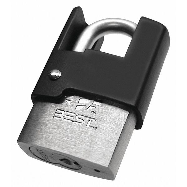 Best Padlock, Coreless, Partially Hidden Shackle, Rectangular Steel Body, Stainless Steel Shackle - 21B721LSH