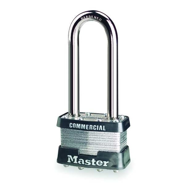 Master Lock Padlock, Keyed Different, Long Shackle, Rectangular Steel Body, Steel Shackle, 3/4 in W - 1LJ