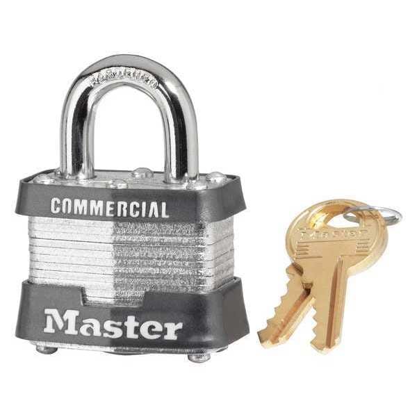 Master Lock Padlock, Keyed Alike, Standard Shackle, Square Steel Body, Steel Shackle, 5/8 in W - 3KA-0464