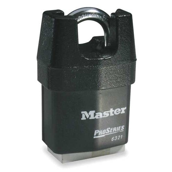 Master Lock Padlock, Keyed Alike, Partially Hidden Shackle, Rectangular Steel Body, Boron Shackle, 7/8 in W - 6321KA