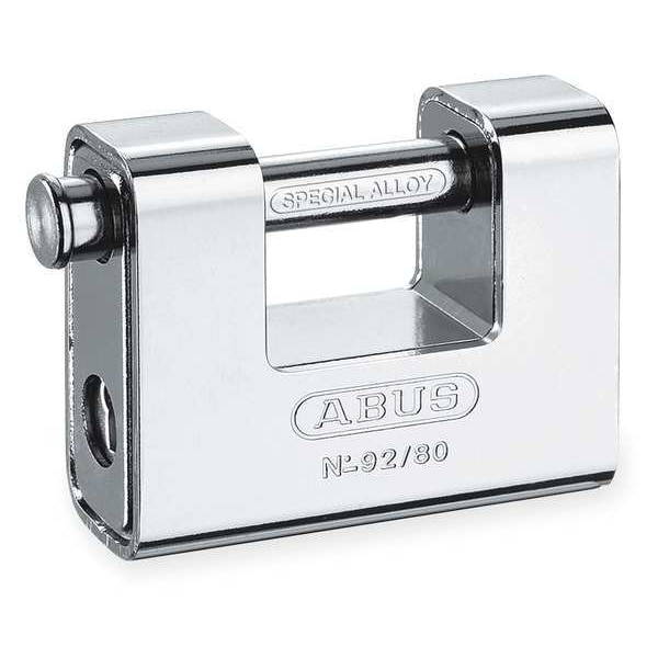 Abus Padlock, Keyed Alike, Shutter Shackle, Brass Body, Steel Shackle, 1 9/16 in W - 92/80 KA