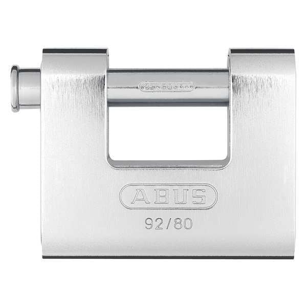 Abus Padlock, Keyed Alike, Shutter Shackle, Brass Body, Steel Shackle, 1 9/16 in W - 92/80 KA
