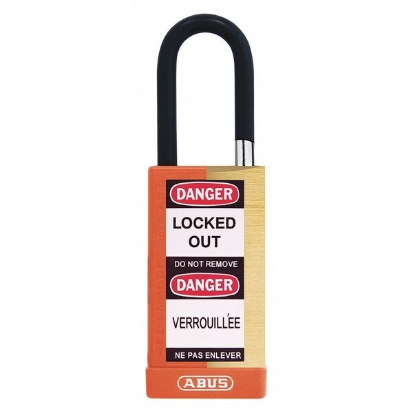 Abus Keyed Padlock, Open, Rectangular Steel Body, Hardened Steel Shackle, 3/4 in W - 20054