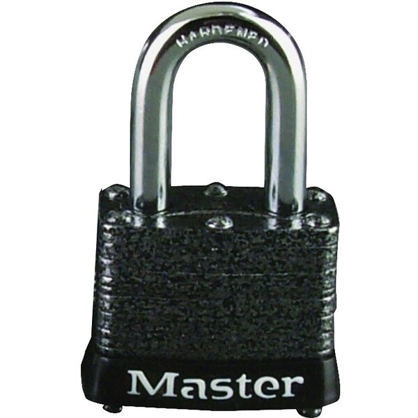Master Lock Padlock, Keyed Alike Key, 9/32 in Dia Shackle, 1-1/8 in H Shackle, Steel Shackle, Steel Body, Laminated - 380T