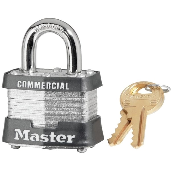 Master Lock 3KA 0895 Padlock, Keyed Alike Key, Open Shackle, 9/32 in Dia Shackle, 3/4 in H Shackle, Steel Shackle - 3KA0895