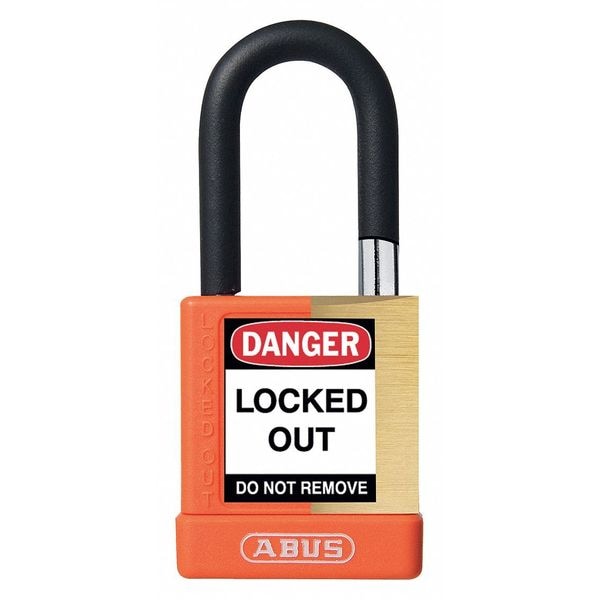 Abus Keyed Padlock, Open, Rectangular Steel Body, Hardened Steel Shackle, 3/4 in W - 20046