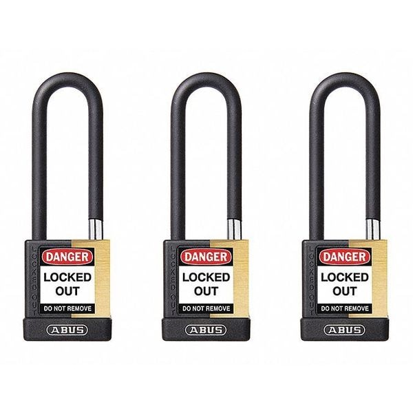 Abus Keyed Padlock, Open, Rectangular Steel Body, Hardened Steel Shackle, 3/4 in W, 3 PK - 20162