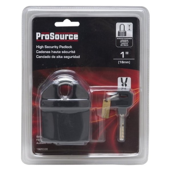 Prosource High Security Padlock, Shrouded Shackle, 1/2 in Dia Shackle, 1-1/2 in H Shackle, Steel Shackle, Black - HD-PX065