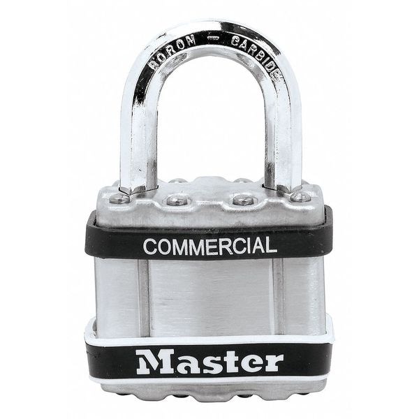 Master Lock Padlock, Keyed Alike, Standard Shackle, Square Stainless Steel Body, Boron Shackle, 15/16 in W - M5KASTS