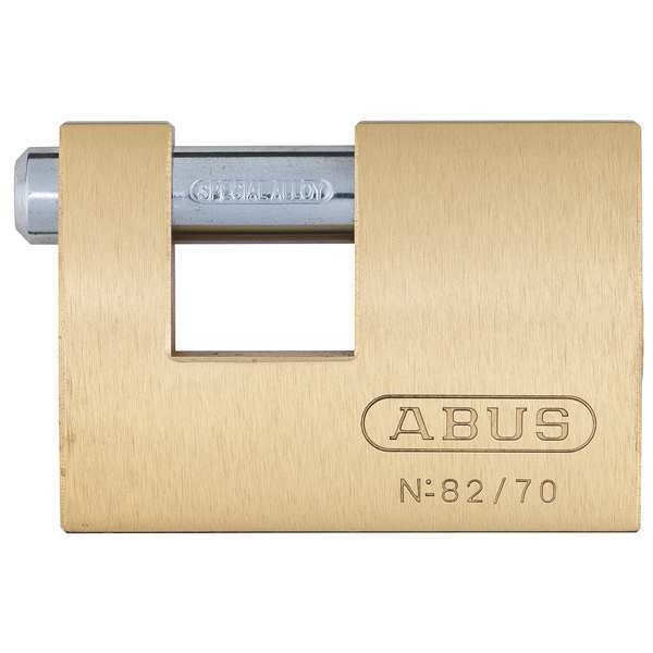 Abus Padlock, Keyed Different, Shutter Shackle, Brass Body, Steel Shackle, 7/8 in W - 82/70 KD