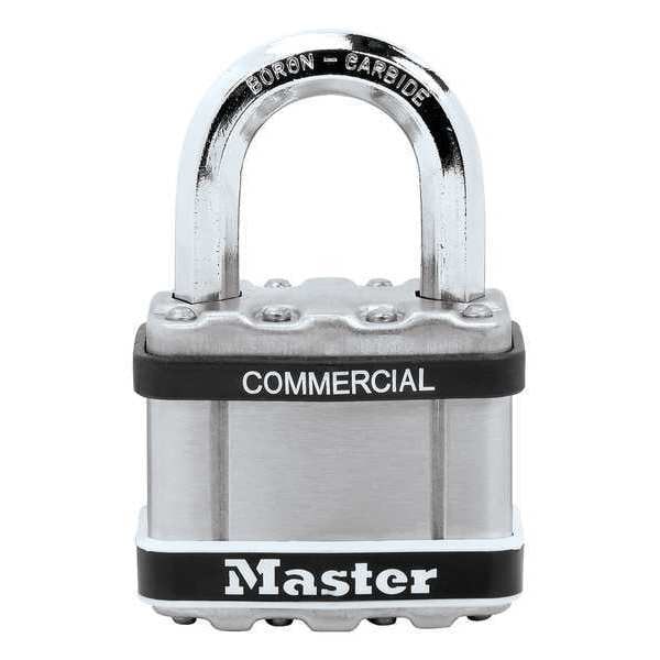 Master Lock Padlock, Keyed Different, Standard Shackle, Square Stainless Steel Body, Boron Shackle, 15/16 in W - M5STS