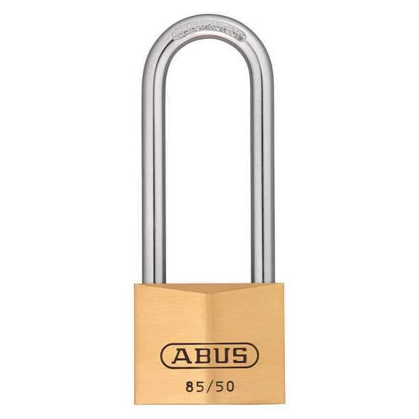 Abus Padlock, Master Keyed, Long Shackle, Rectangular Brass Body, Steel Shackle, 1 3/16 in W - 85HB/50 MK KD