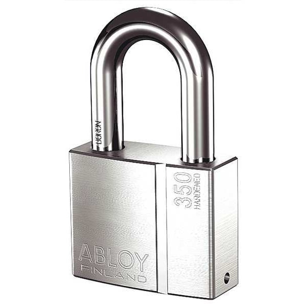 Abloy Padlock, Keyed Different, Long Shackle, Rectangular Brass Body, Hardened Steel Shackle, 1 1/4 in W - PL350/50B-KD