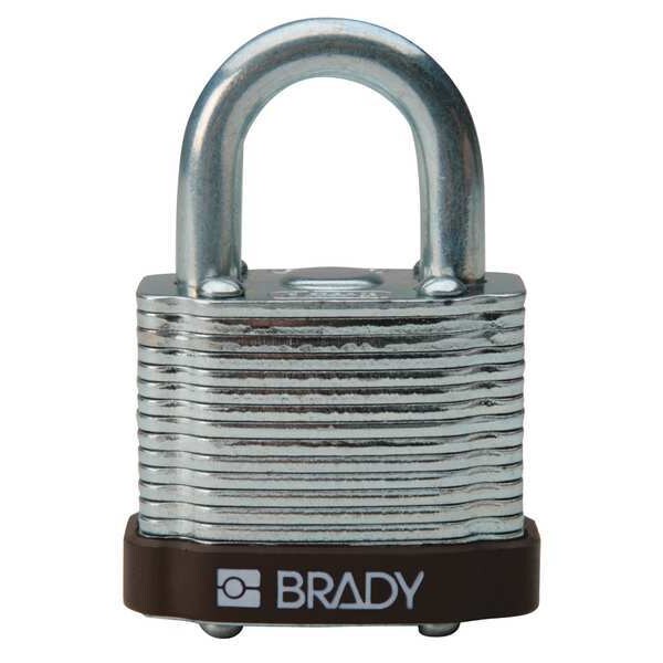 Brady Keyed Padlock, Open, Rectangular Steel Body, Hardened Steel Shackle, 23/32 in W - 123272