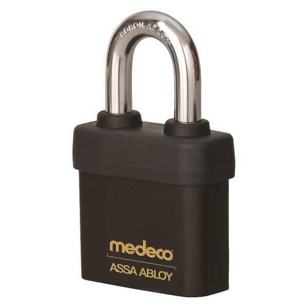 Medeco Padlock, Keyed Different, Partially Hidden Shackle, Square Brass Body, Boron Shackle, 7/16 in W - 5471FR0-T-26-DL-S