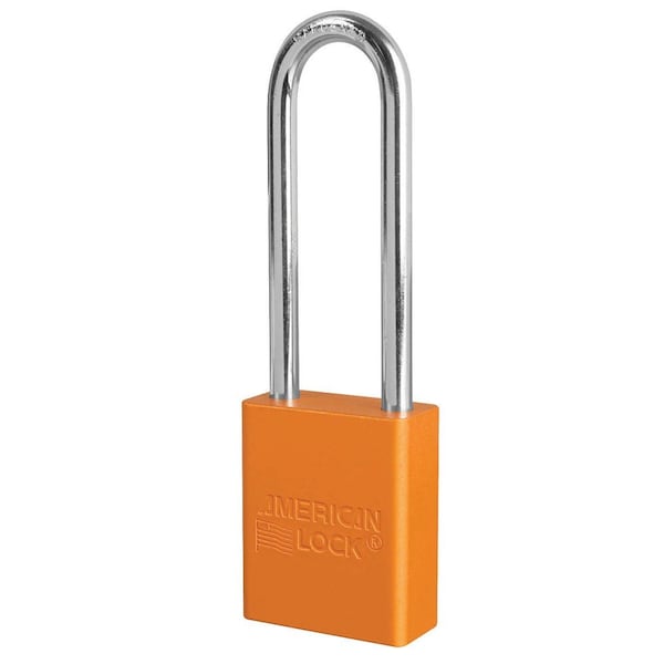 Master Lock Anodized Aluminum Sfty Padlock, 1-1/2in 38mm Wide w/3in 76mm Tall Shackle, Keyed Alike, Orange - A1107KA-ORJ