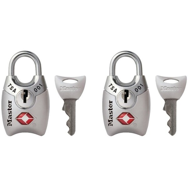 Master Lock Luggage Lock, Keyed Alike Key, Shrouded Shackle, 1/8 in Dia Shackle, Steel Shackle, Metal Body - 4689T