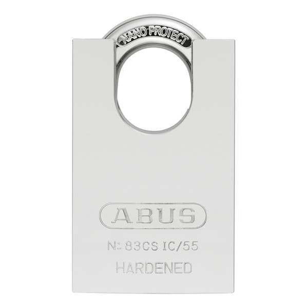 Abus Padlock, Coreless, Partially Hidden Shackle, Rectangular Hardened Steel Body, Steel Shackle, 1 in W - 83CSIC/55
