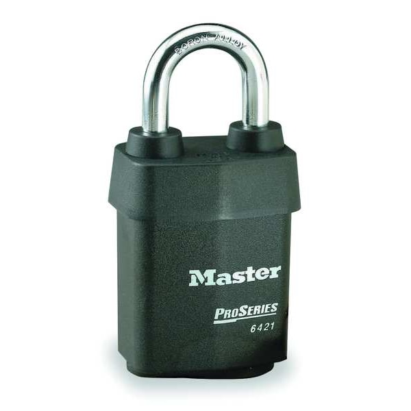 Master Lock Padlock, Coreless, Standard Shackle, Rectangular Steel Body, Boron Shackle, 7/8 in W - 6421WO