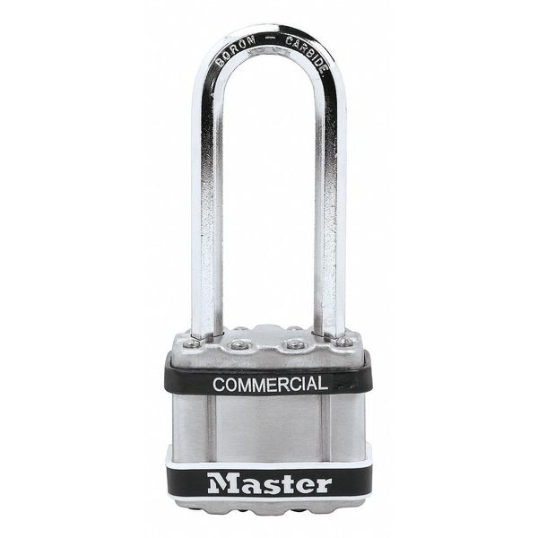Master Lock Padlock, Keyed Alike, Long Shackle, Square Stainless Steel Body, Boron Shackle, 15/16 in W - M5KALJSTS