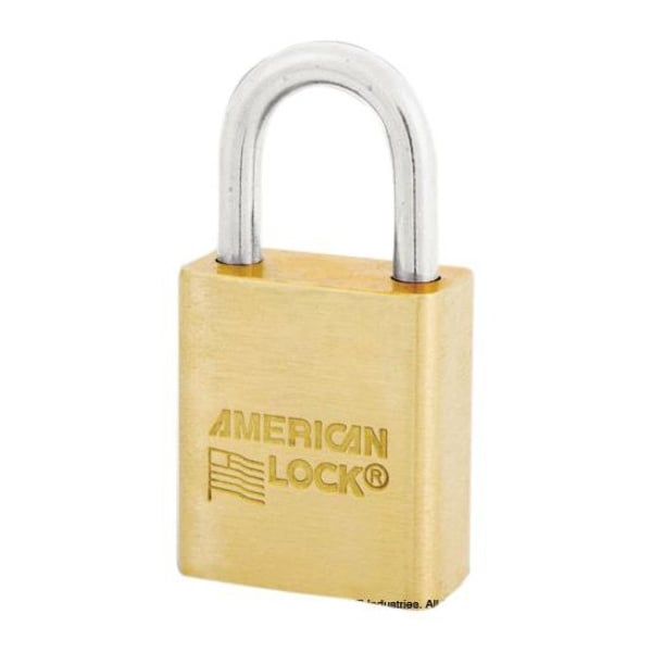 American Lock Padlock, Keyed Different, Standard Shackle, Rectangular Brass Body, Brass Shackle, 3/4 in W - ASL40NRMVK