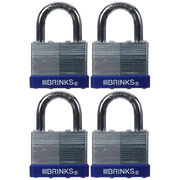 Brinks Keyed Alike Padlock, Laminated Steel, 40mm, High Security 4 PK - 172-40401