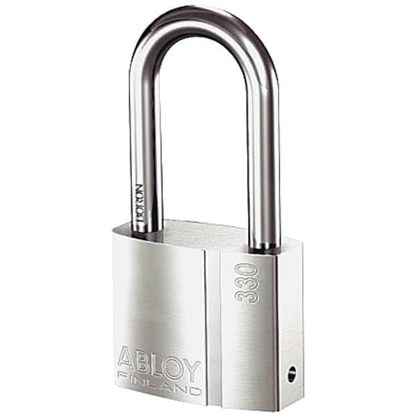 Abloy Padlock, Keyed Alike, Long Shackle, Rectangular Brass Body, Boron Shackle, 1 in W - PLI330/50B-KA