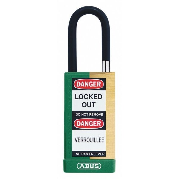 Abus Keyed Padlock, Open, Rectangular Steel Body, Hardened Steel Shackle, 3/4 in W - 20066
