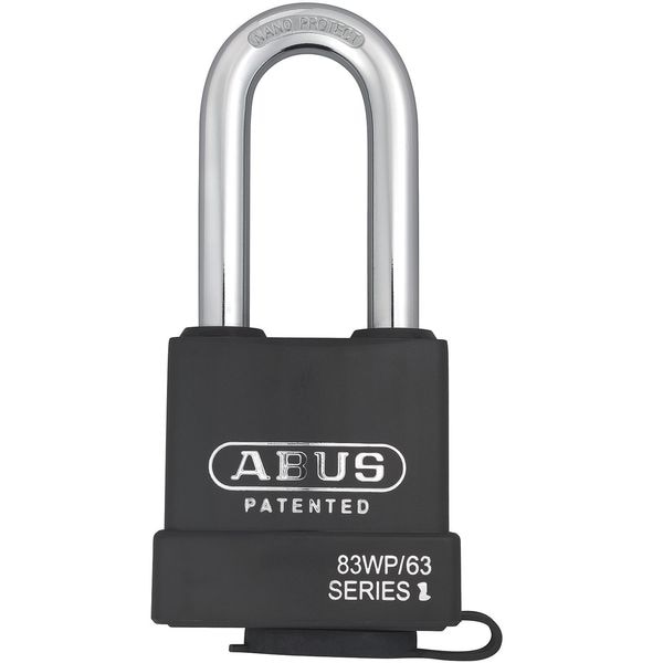 Abus Padlock, Keyed Different, Long Shackle, Rectangular Hardened Steel Body, Steel Shackle, 7/8 in W - 83WP/63HB-63 KD