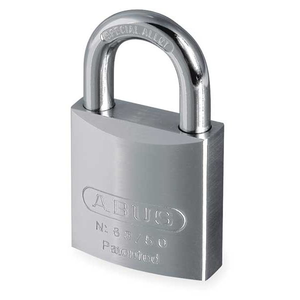 Abus Padlock, Keyed Different, Standard Shackle, Square Brass Body, Steel Shackle, 7/8 in W - 83/50 RK KD-700