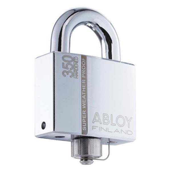 Abloy Padlock, Keyed Different, Long Shackle, Rectangular Brass Body, Hardened Steel Shackle, 1 1/4 in W - PLM350/50B-KD