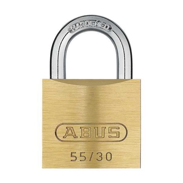 Abus Padlock, Keyed Different, Standard Shackle, Rectangular Brass Body, Steel Shackle, 13/16 in W - 55/40 KD
