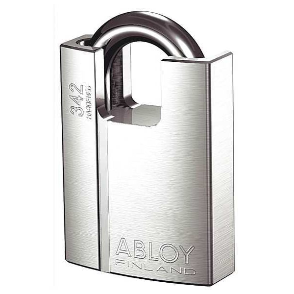 Abloy Padlock, Keyed Different, Partially Hidden Shackle, Rectangular Brass Body, Hardened Steel Shackle - PL342B-KD