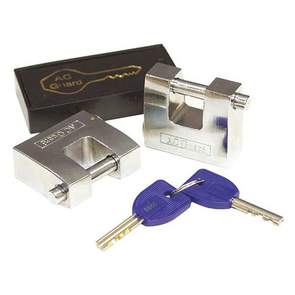 Ac Guard Padlock, Keyed Alike, Shutter Shackle, Steel Body, 2 in W, 2 PK - ACL