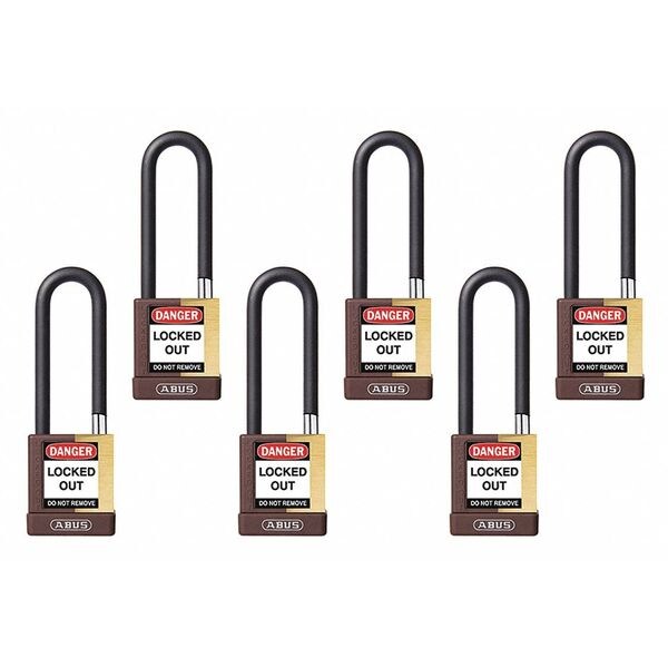 Abus Keyed Padlock, Open, Rectangular Steel Body, Hardened Steel Shackle, 3/4 in W, 6 PK - 20113