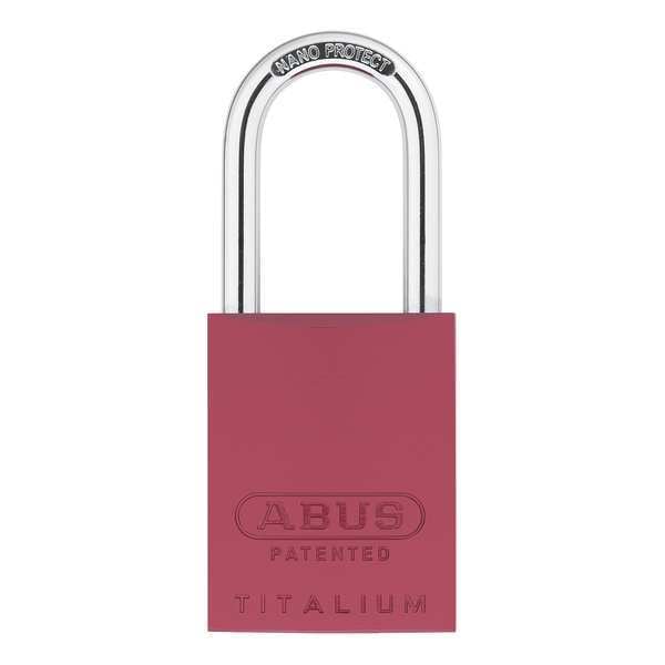 Abus Padlock, Keyed Alike, Standard Shackle, Rectangular Aluminum Body, Steel Shackle, 1 in W - 83AL/45 (200) KA RED