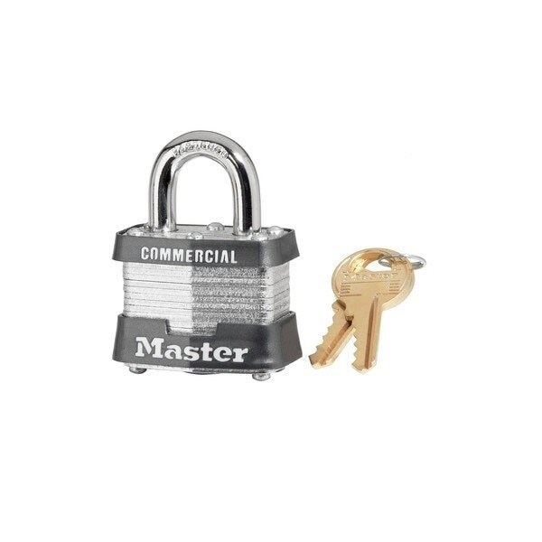 Master Lock Padlock, Steel, 1-9/16 Inch Size, Keyed Alike, Silver - 3KA-0908