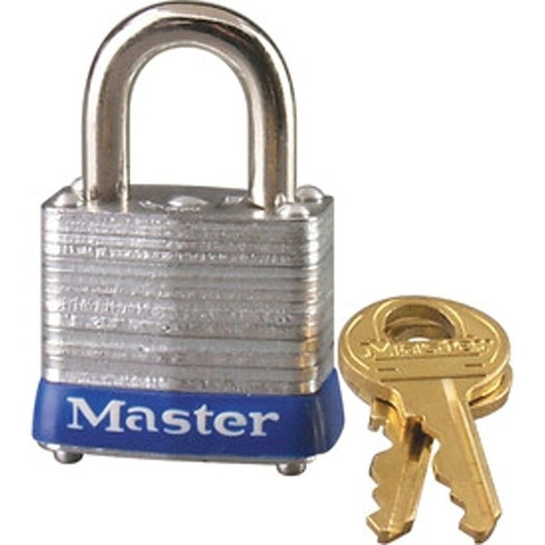 Master Lock 7KA P493 Padlock, Keyed Alike Key, Open Shackle, 3/16 in Dia Shackle, 9/16 in H Shackle, Steel Shackle - 7KAP493