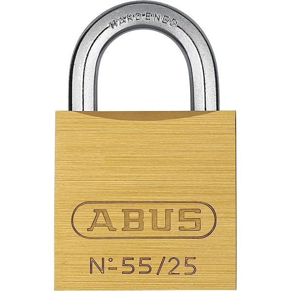 Abus Solid Brass Padlock Keyed Alike, Keyed Alike, Standard Shackle, Hardened Steel Shackle - 55036