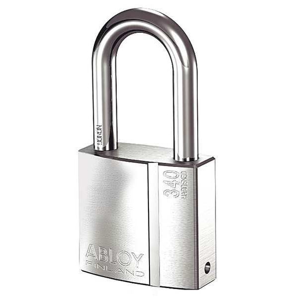 Abloy Padlock, Keyed Alike, Long Shackle, Rectangular Brass Body, Boron Shackle, 1 3/32 in W - PLI340/50B-KA