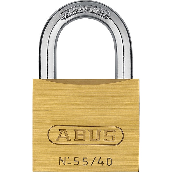 Abus Solid Brass Padlock Keyed Alike, Keyed Alike, Standard Shackle, Hardened Steel Shackle - 55216