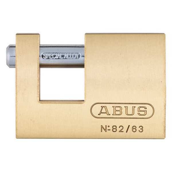 Abus Padlock, Keyed Different, Shutter Shackle, Brass Body, Steel Shackle, 3/4 in W - 82/63 KD