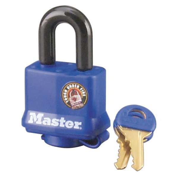 Master Lock Padlock, Keyed Alike, Standard Shackle, Rectangular Steel Body, Steel Shackle, 1/2 in W - 312KA